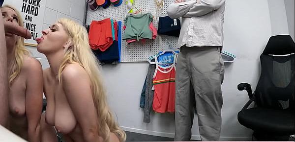  Two cute blonde shoplifter Ava and Nikki find themselves in trouble